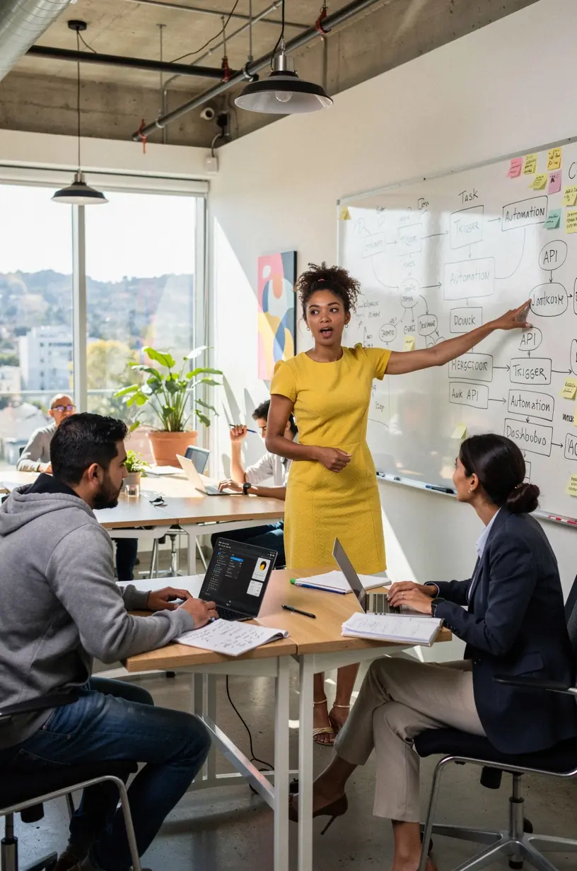 Screenshot of an automation dashboard displaying real-time performance metrics and task statuses.